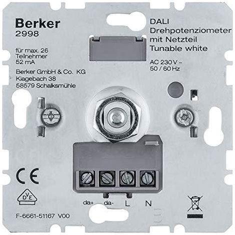 Berker DALI Potenziometro Rotativo Bianco per Controllo Illuminazione