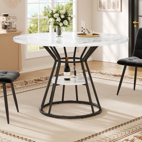 Esstisch rund 100 cm mit Ablage MDF Metall Schwarz OKMYHOME (1/5)
