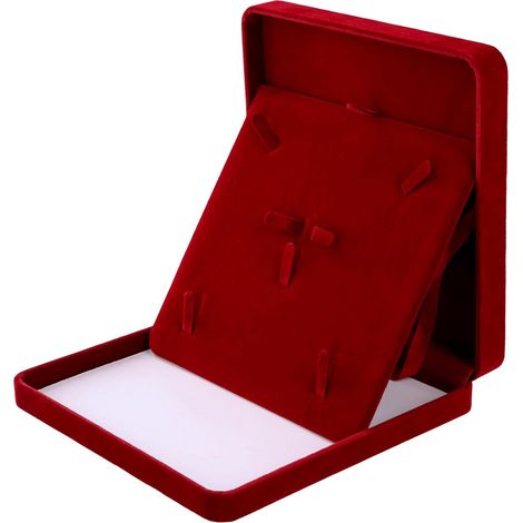 Velours Bijoux Ensemble Boîte, Coffret Cadeau Pendentif boîte Ensemble de Bijoux en Velours Pelucheux pour Bijoux Pendentif D'Emballage (Vin Rouge) (1/5)