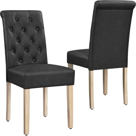 Homevive 2pcs Sillas de Comedor Silla de Polipiel con Pata de Madera Pack 2 para Salón Comedor Cocina Restaurante 45.5x62x98.5 cm Gris Oscuro