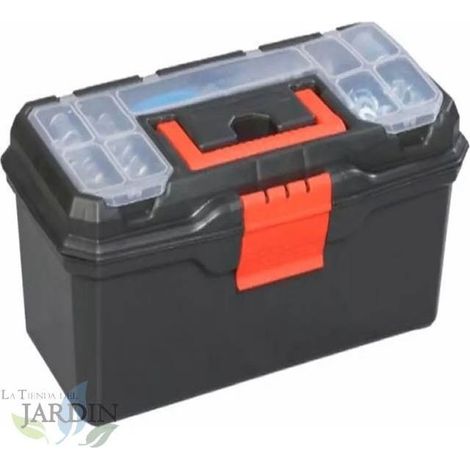 Boîte à outils en plastique 3 couches 32x15x14 cm – Compartiments pour rangement – Fabriqué en Espagne – Robuste et durable