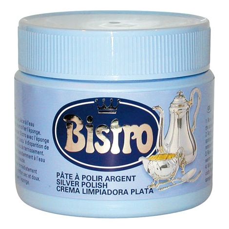 Pâte de polissage argent 150ml – Nettoie et fait briller argenterie – Double couvercle de stockage – Éponge incluse – Bistro