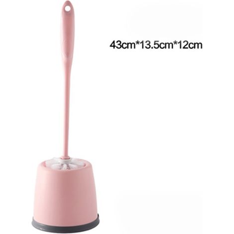 Brosse WC 13.5x12x43 cm rose pour salle de bain nettoyage (1/5)