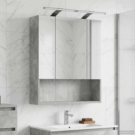 Armario con espejo de baño Gris Concreto 60 x 14.5 x 70 cm