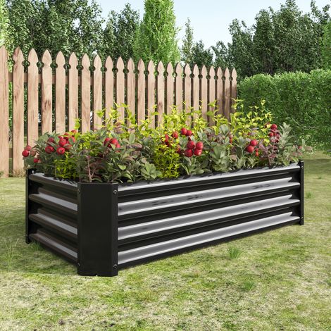 Cama de cultivo de metal 120x61x30 cm negra OKMYHOME (1/5)