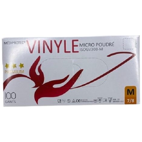 Gant vinyle micro-poudre mediprotec moyen taille 7/8