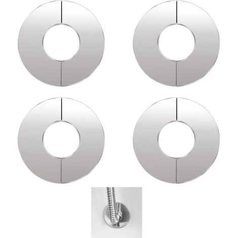 4 Pcs Douche Cache Tuyau En Acier,Acier inoxydable Rosace Robinet Mitigeur Douche,pour Robinets,Tuyaux,DiamèTre Intérieur 42 mm,Argent - (1/5)
