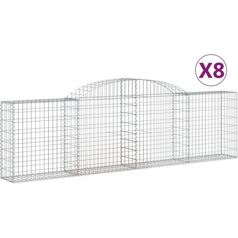 Paniers à gabions arqués 8 pcs  Mur en gabion 300x30x80/100 cm fer galvanisé