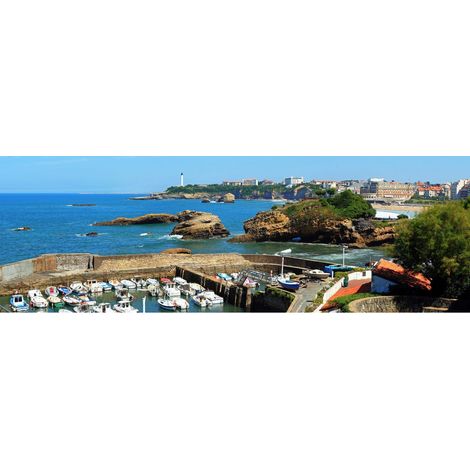 Tableau sur toile Biarritz port 30x97 cm - Impression sur Toile Murale Décorative - Image imprimée en HD sur Toile - Toile sur Châssis en Bois FSC - Fabriqué en France (1/4)