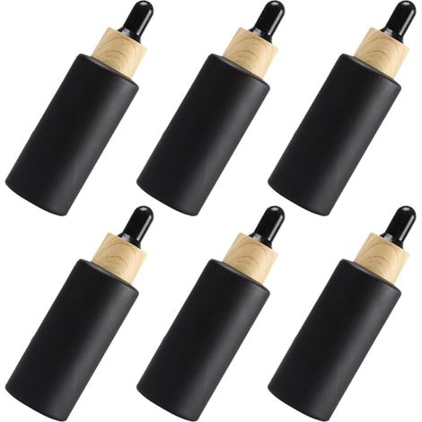 Flacons compte-gouttes en verre noir de 50 ml, lot 6, rechargeables pour lotions et huiles (1/5)