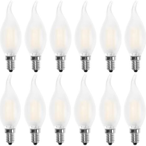 Ampoule LED E14 Flamme,Forme de Bougie,Blanc Chaud 2700K,4W Equivalence Incandescence 40W,400lm, Lot de 12 [Classe énergétique A+] (1/5)