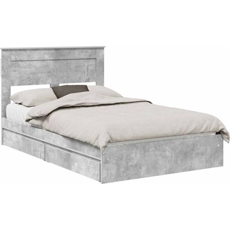 Cama con almacenamiento con cabecera Gris Concreto 135 x 190 cm vidaXL