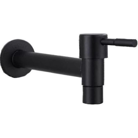 Mop Pool Faucet, Black Wall Mounted Faucet, Wall Mounted Cold Water Faucet, Stainless Steel Water Saving Faucet For Bathroom, Sink, Balcony, Kitchen (1/3)