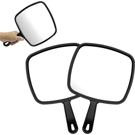 Lot de 2 miroirs cosmétiques portables avec poignée, miroirs multifonctions et miroirs de courtoisie. (1/5)