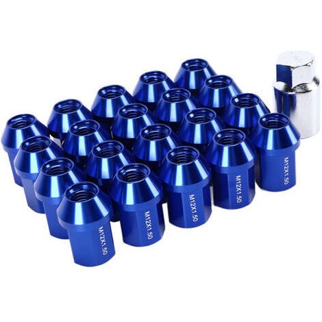 20 écrous de roue M12x1,5 de 35 mm en alliage d'aluminium 6061 à extrémité fermée, de remplacement pour Chevrolet Camaro 1983-2002 (bleu). (1/5)