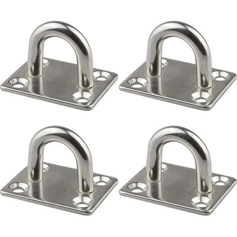 Plaque Oculaire Oblongue - Acier Inoxydable 304 - Charge Maximale 100 kg - Pour Amarrage Marine, Suspendre Hamac ou Équipement Sportif - Lot de 4 (1/5)