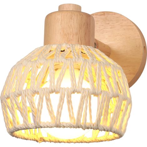 Applique murale réglable en bois et rotin 15 cm – Design rétro E27 – Luminaire vintage pour chambre et salon – Installation facile – Norcks (1/5)