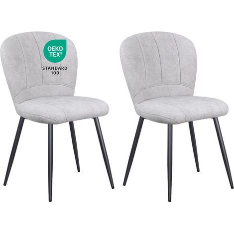Chaises de salle à manger - WAFTING - Coquille - Tissu chenille - Pieds métal - Lot de 2 (1/5)