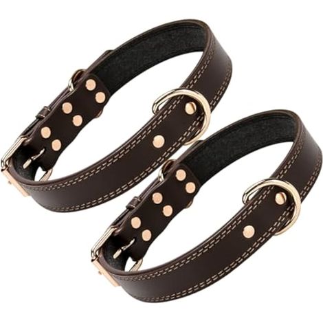 Collier en cuir ajustable en 2 pièces pour petits chiens et chats, finition métallique, idéal pour les mariages et les fêtes. (1/5)