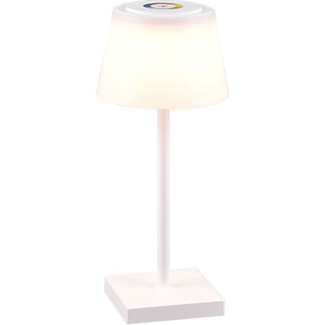Lampada da tavolo da esterno LED, plastica, bianco opaco, 13x30x13 cm, Sanchez (1/4)