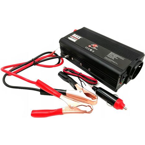Convertitore di tensione a onda sinusoidale modificata da 12V a 230V, 600W/1200W, nero