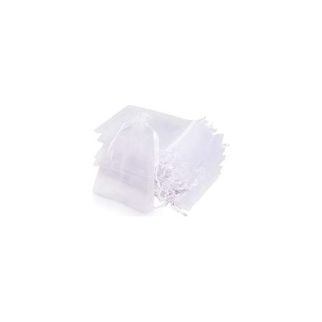 Sachets Organza, 120 Sachets Pochettes Transparent,10x15cm Cadeau en Organza Blanc avec Ruban Pour les cadeaux de Noël,Sacs Organza pour Bijoux Cadeaux Bonbons Marriage Anniversaire Faveur