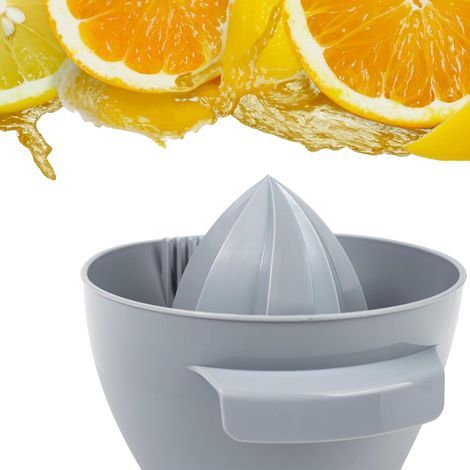 Presse-citrons manuel en plastique, presse-fruits, presse-oranges robuste, presse-fruits ovale, presse-fruits manuelle universelle (gris clair) (1/5)