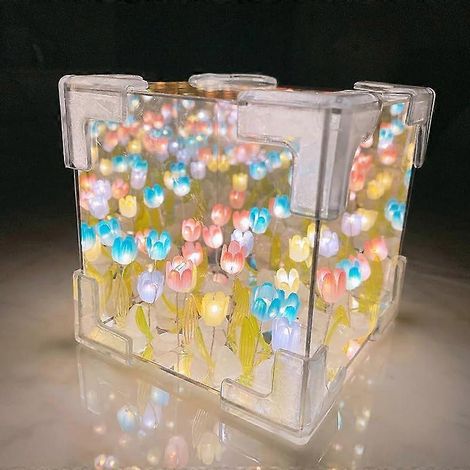 Lampe de nuit à LED en forme de tulipe à faire soi-même, lampe décorative à fleurs artificielles, lampe de table pour chambre à coucher - Colorée (1/5)