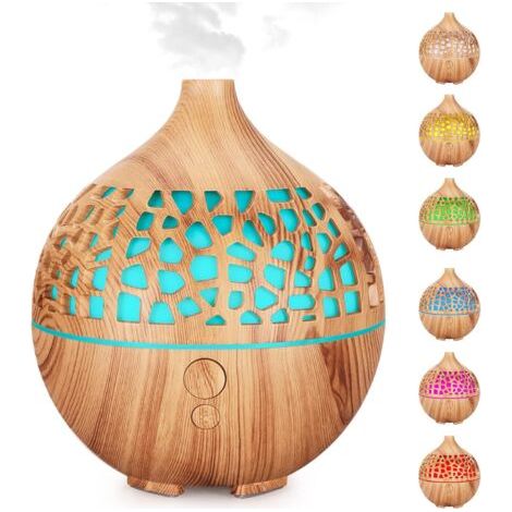 Diffuseur d'huiles Essentielles 180ML, Humidificateur Diffuseur Parfumé Aromathérapie Ultrasons USB avec 7 Lumières Couleur LED Diffuseur d'arôme pour Chambre Spa Yoga Bureau, Brun Clair(1Pcs)