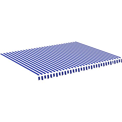 Tessuto di Ricambio per Tenda da Sole Blu e Bianco 4,5x3,5 m (1/4)