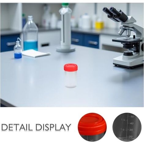 Lot de 20 gobelets d'échantillons stériles de 60 ml avec couvercle transparent pour échantillons d'urine (1/5)