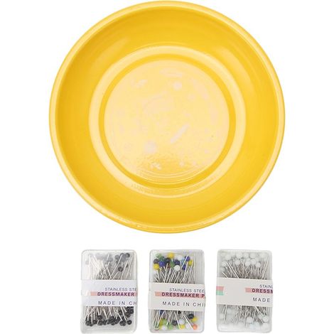 Magnetisches Nadelkissen mit 150 Nadelperlen, Nadelhalter aus Edelstahl 430, gelb, für Sticken und Kreuzstich (1/5)