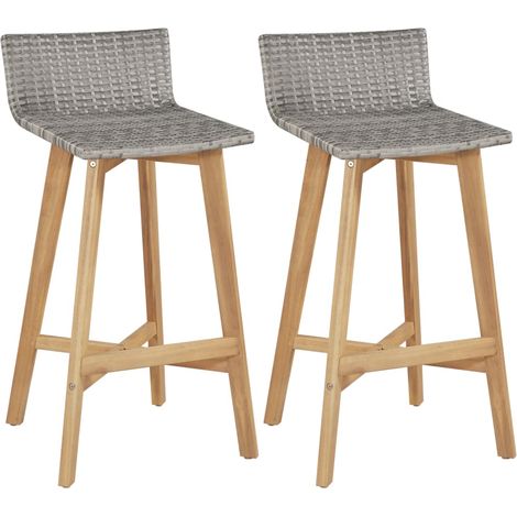 Barhocker 2 Stk. Massivholz Akazie