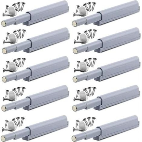 Set 10 incuietori magnetice push-to-open pentru mobilier, plastic, gri, ajustabile 1-4mm (1/4)