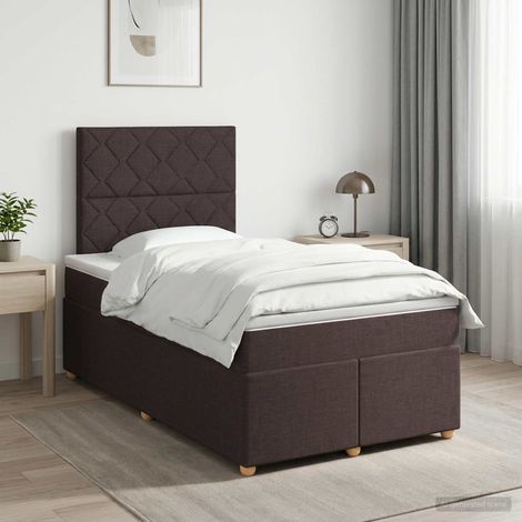 vidaXL Cama box spring con colchón Marrón Oscuro 120 x 200 cm Tela (1/5)