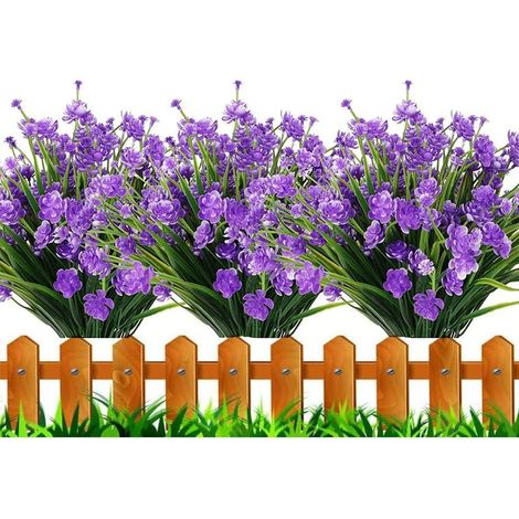 Lot de 12 Fleurs Artificielles pour Décoration d'Extérieur, Plantes à Suspendre pour Intérieur ou Extérieur, Décoration de Porche, Violet (1/5)