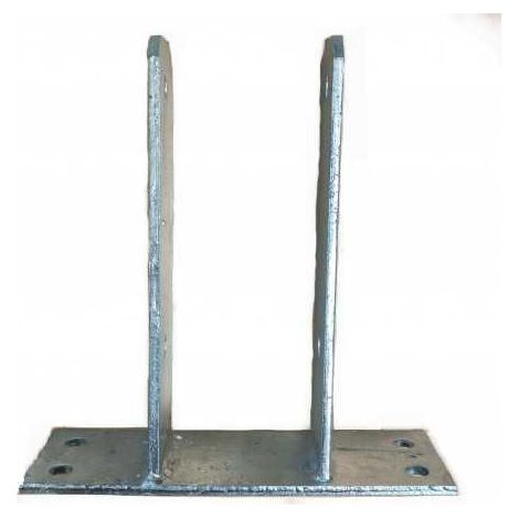 Sud Bois – Support en U pour poteau 10x10 cm – Acier galvanisé 4 mm – Longueur tige 20 cm – Fixation béton – Accessoire professionnel