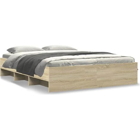 Maison Exclusive - Bettgestell ohne Matratze Sonoma-Eiche 150x200 (1/5)