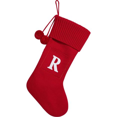 Chaussette De Noël - En Fibre De Polyester - 27 X 42 Cm - Avec Initiale Brodée - Pour Cheminée Arbre De Noël Décoration Festive - 1 Pièce (1/4)