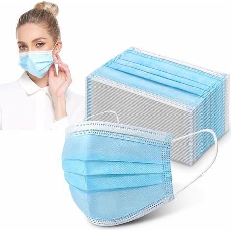 100pièces Masques Faciaux Masque Facial Protection 3 plis Tissu Non Tissé Masque Jetable (1/5)