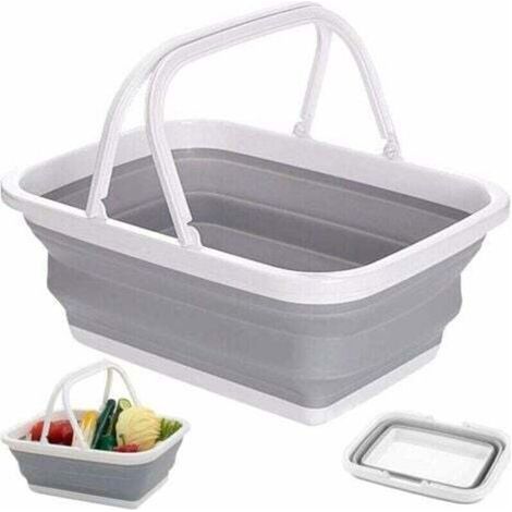 Panier À Linge Pliable Panier de Courses Rectangulaire Pliable Multifonction Boîte Pliable avec Poignée en Silicone et Plastique pour Laver la Vaisselle, Le Camping (1/3)