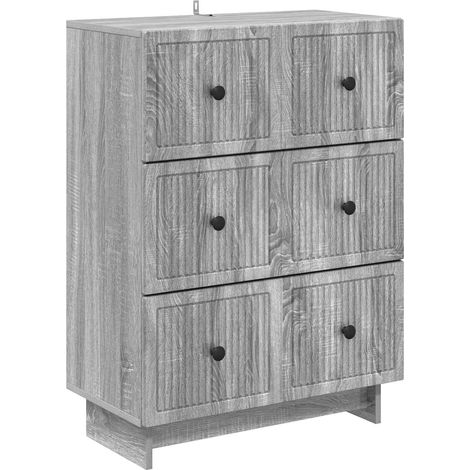 vidaXL  Drawer Cabinet  Grey Sonoma 66 x 34.5 x 90 cm Engineered Wood
