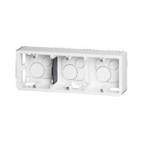 Rechteckige Aufputzdose „Mosaic“ für sechs oder acht oder 3x2 IP20/IK02-Module 225x83x40mm aus weißem Thermoplast