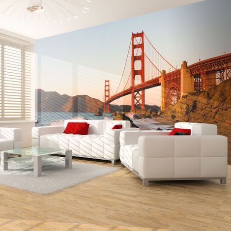Papier Peint "Pont du Golden Gate Coucher de Soleil San Francisco" 154 x 200 cm (1/2)