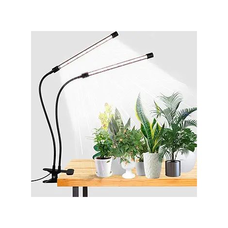 Lampe de culture LED, lampe à pince à spectre complet 6000K avec LED blanches et rouges pour plantes d'intérieur, intensité réglable sur 5 niveaux, allumage et extinction automatiques-AquaForge (1/5)