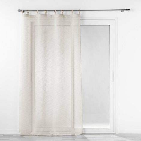 Voilage a oeillets bois 140 x 240 cm voile tissé Minalisa Beige (1/3)