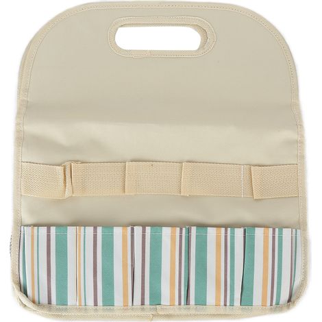 Sac à outils grande capacité, assorti à la couleur kaki, pour le jardin, la maison et le travail du bois. Sac de rangement portable à rayures kaki.