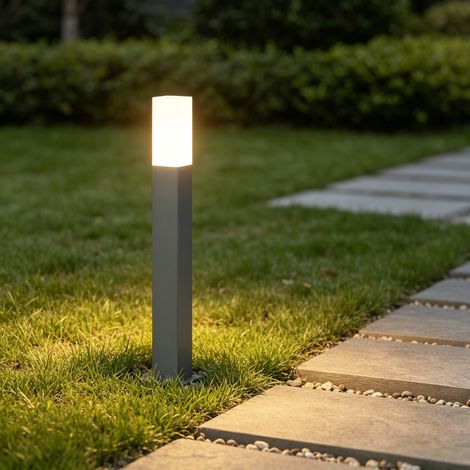 Mai & Mai Lampione da Giardino 3000K, Luminoso da Giardino IP65 Paletti Esterni Led 3.8x3.8x40.6cm in Alluminio per Giardini, Parchi, Aree Residenziali e Ingressi Deus Lumina, Sabbia grigio scuro
