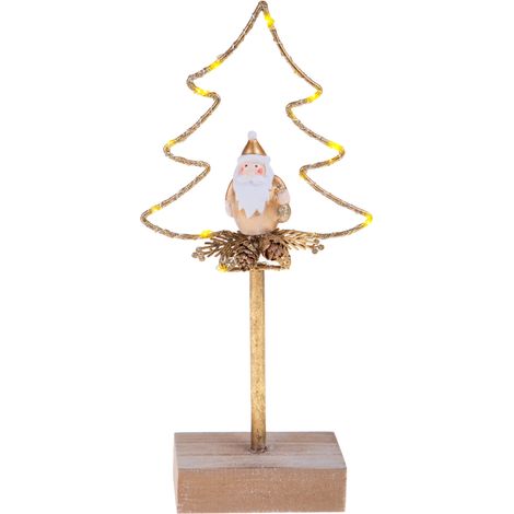 Albero per decorazione di natale con led e babbo h 26 cm (1/4)