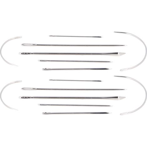 2 lots d'aiguilles à cuir en acier carbone pour couture à la main tapis toile tente 14 pièces (1/5)